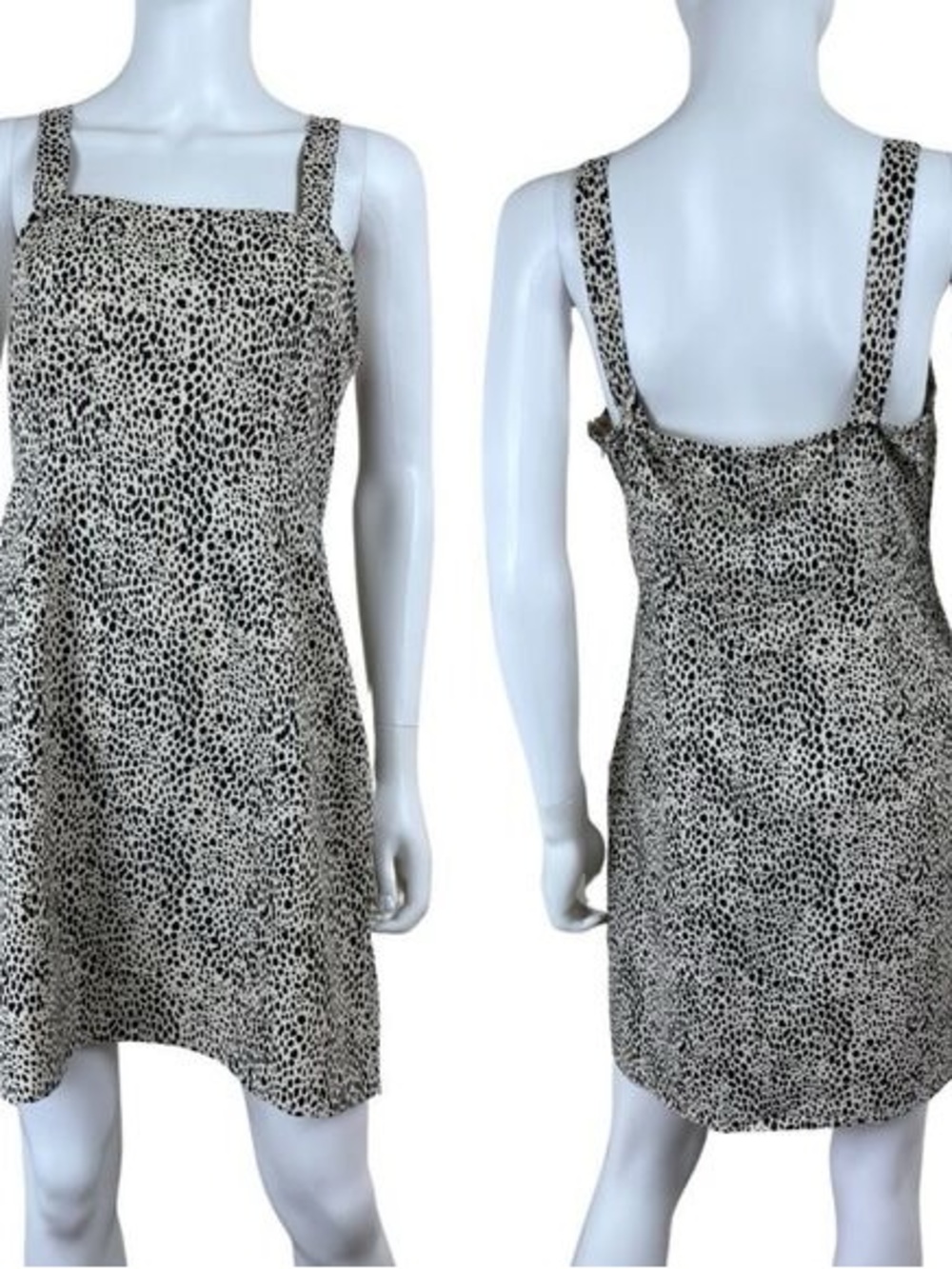 American Eagle Outfitters Black and White Animal Print Square Neck Mini Dress